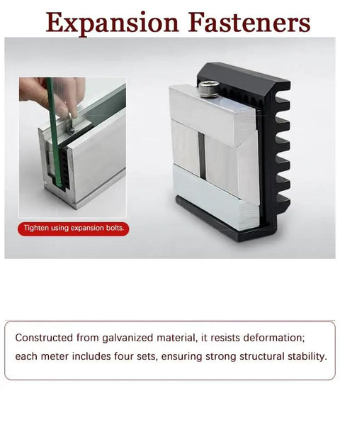 Adjustable Aluminum Glass Spigot Kit Built Tough For Decks And Pools Top Shelf Rail Post Clamp with expansion fastener.