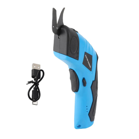 Cordless Electric Scissors For Fabric Leather Cardboard Compact Lightweight Handheld Cutter With Precise Thread Tracing Jam Free Cutting Ergonomic Craft Tool For DIY Sewing And Home Projects blue with USB cable