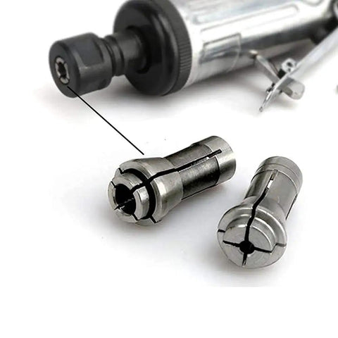Two Piece Die Grinder Collet Set One Eighth Inch And One Quarter Inch Carbon Steel Chuck With Four Jaw Construction For Strong Grip