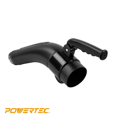 4 Inch Dust Collection Bench Nozzle With Quick Change Handle in black, designed for 4 inch hose fittings, shown on white background.