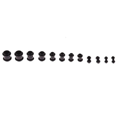 All In One Ear Stretch Kit With 50 Pieces Of Acrylic Tapers And Plugs From 14G To 00G Plus Silicone Tunnels For Gauges And Expander Sets Black Body Jewelry For Everyday Wear
