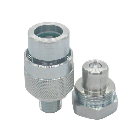 KZE-B-03 hydraulic quick-connect coupling set, 3/8'' NPT, 10,000 PSI, two metal adapters.