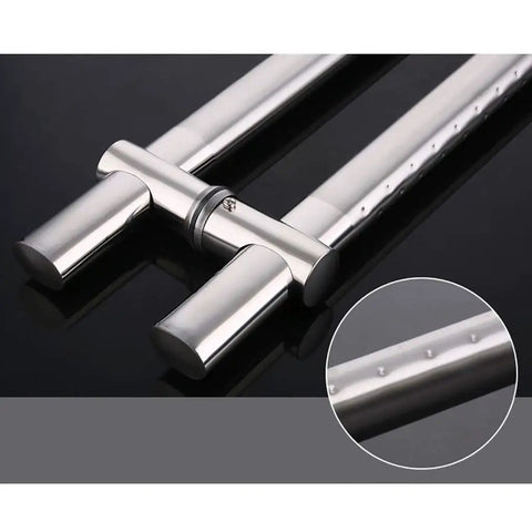 Heavy Duty Stainless Steel Door Handle Set With Adjustable Hole Spacing Modern Pull Push Bar For Sliding Doors Ideal For Bathroom Showers Kitchen Cabinets Wardrobes And Glass Doors 500mm Length, 304 stainless steel double-sided handle with adjustable spacing