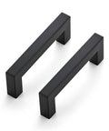 Two handles from 30 Pack Three And A Half Inch Square Cabinet Handles Matte Black Pulls For Kitchen Cabinets And Drawers Center To Center Three And A Half Inch Hardware Durable Cupboard Drawer Pulls Modern Kitchen Cabinet Accessories