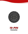 Close-up view of the 10-pin connector for the 10 Pin To 16 Pin OBD2 Adapter For BMW Motorcycles 1996 Through 2016 Diagnostic Cable 2ft 63cm.