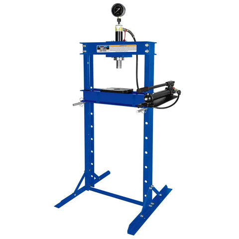 12 Ton Shop Press For Garages, DIYers, And Repair Shops With Fast Pump, 6.9 Inch Stroke, Heavy Duty H Frame, Multi Position Bed, 2400 Lb Capacity, Oil And Dirt Resistant, Extra Long Handle