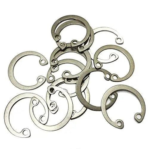 Internal Circlip Retaining Ring Go To Assortment Kit Stainless Steel 304, 80 Piece Set, overlapping retaining rings close-up