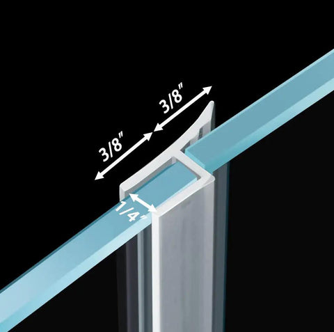 100 Inch Silicone Glass Shower Door Seal Strip For Quarter Inch Frameless Glass, Side Sweep With Adhesive Backing