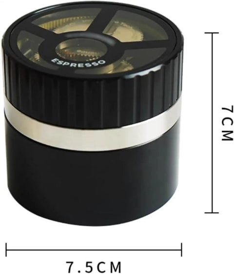 Next Level 58mm Coffee Distributor Needle With Solid Black Base Precision Gear Spin Drive For Flawless Espresso Beds Killer Shot Pulls Zero Channeling And Even Extraction Every Time On Repeat, showing black base and dimensions.