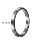 Close-up of 6706-2RS Deep Groove Ball Bearings, 4 Pack, showing 4mm thickness, double rubber seal, chrome steel for DIY projects.