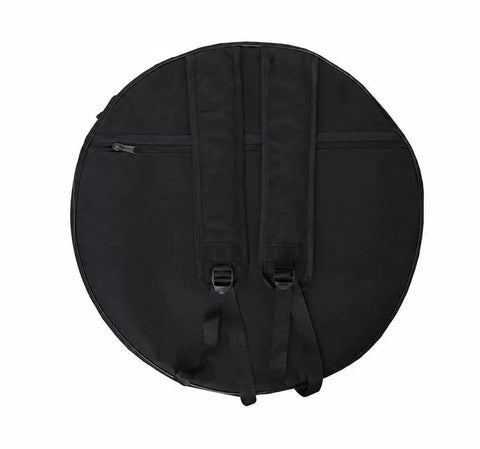 Kickass Shamanic Bodhran Drum Bag With Custom Sublimation Finish, black, padded travel case with adjustable straps.