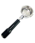 Pull That Perfect Shot With This 58mm Bottomless Portafilter featuring a sleek stainless steel basket and comfy wood handle.