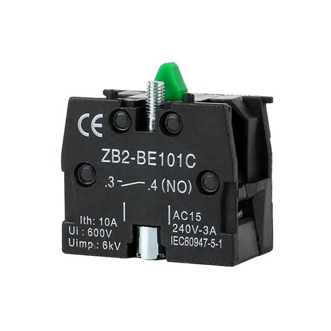 10 Pack Normally Open Contact Block Fits 22 Mm Industrial Push Buttons AC 15 Rated 240 Volt 3 Amp Screw Terminal Auxiliary Module, heavy-duty design.