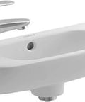 D Code Hand Rinse Basin With Overflow, Rectangular Deck Mounted Sink With Rear Drain And Left Side Faucet Hole, side view