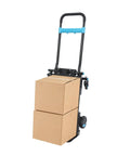 Industrial Grade Aluminum Alloy Hand Truck Featuring 500 Pound Heavy Duty Capacity For Tough As Nails Performance And Smooth Rolling Platform Dolly Cart With Extra Wide Base And Durable Construction with stacked cardboard boxes.