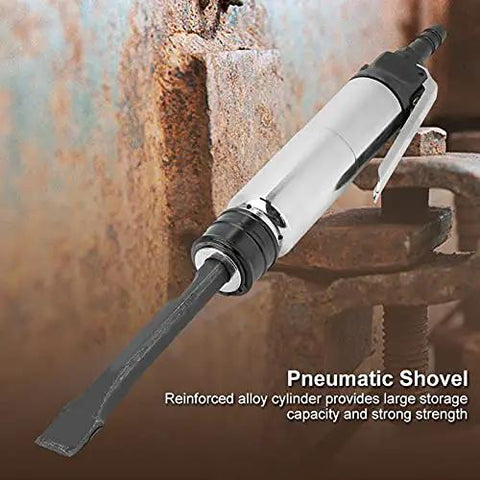 Heavy Duty Pneumatic Air Chisel And Industrial Hammer Tool Rips Clean Through Weld Slag Concrete Breakup Stone Masonry Sand Casting Prep And Solder Scar Correction Built Sick Strong For Rough Shop Assignments with reinforced alloy cylinder.