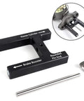 Black BARTOO brake adjustment tool with Master Cylinder and Brake Booster arms; includes steel push rod and screw.
