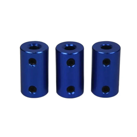 Three blue Compact Linear Motion Guide D14L25 Aluminum Alloy Rigid Shaft Couplings for Transmission Components and Model Aircraft Car Projects