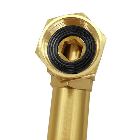 Brass Swivel Elbow Connector For Garden Hose Reels, 3/4 GHT Female To 1/2 NPT Male, Replacement Part, Durable Rust Resistant Brass, Universal Fit For Most Reels, Easy Install, Leak Free Sealing, front view