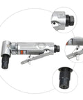 Professional Grade Rock Solid 90 Degree Pneumatic Die Grinder Kit angled view showing the tool's compact design and air connection.