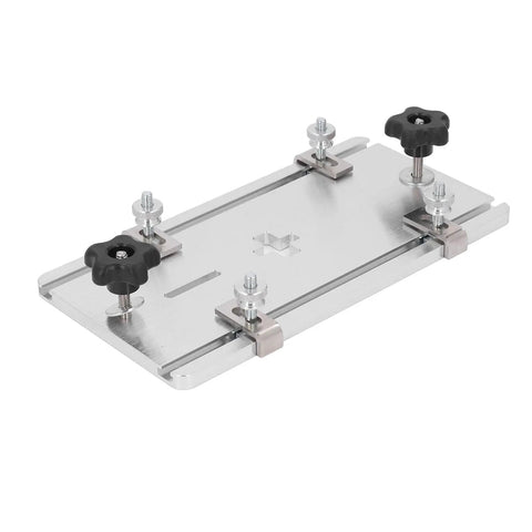 Electric Jig Saw Flip Board With Aluminum Router Table Insert Plate featuring fixing hardware for woodworking precision.