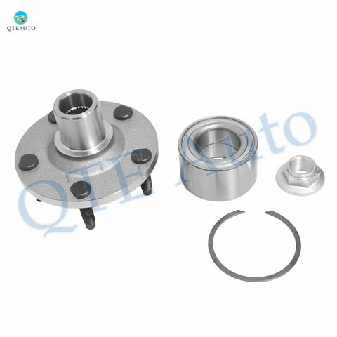Pair Of Front Wheel Hub Bearing Assemblies For Ford Escape 2001 To 2012 Also Fits Mazda Tribute 2001 To 2006 2008 2011 And Mercury Mariner 2005 To 2011 Direct Fit 100 Percent Accuracy 2 Piece Set shown disassembled