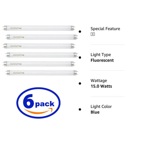 18 Inch 15 Watt UV A Black Light Bulb T8 Fluorescent Lamp G13 Base Replacement 365nm Blue Light 350BL For 30W Machines 4 Pack