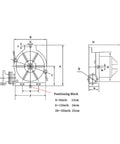 Technical drawing of 14 Inch CNC Rotary Indexing Table With 320mm Chuck Set For Milling Machines, showing dimensional details.