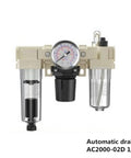 Modular F.R.L. Units With Solenoid Valves And Pressure Regulating Valve Color AF2000-02D Includes AC2000-02 To AC5000-10 Models And D Variants Compact Pro-Grade Industrial Pneumatic Air Preparation Kit showing transparent gauge and twin chambers.