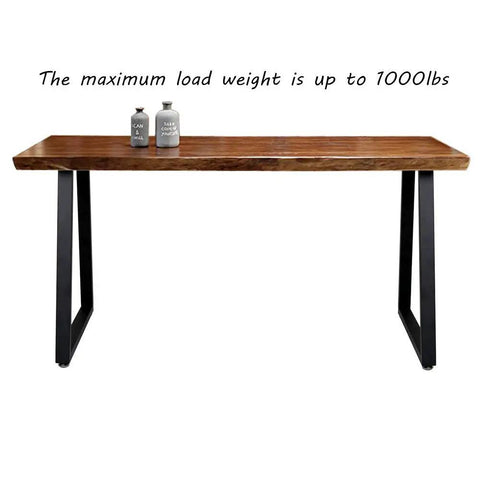 Heavy Duty Industrial Table Legs Set Of 2 In Trapezoid Shape 28 Inch Tall Solid Steel With Matte Finish under wooden tabletop