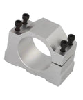 Top Spindle Clamp Bracket For 48 To 56mm Spindles With 4 Bolts And Heavy Aluminum Build Perfect Fit For CNC Routers And Engraving Machines Z Axis Mounting Made Smooth, showing aluminum clamp with bolts.