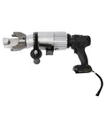 Rugged Portable Electric Rebar Cutter And Steel Rod Bender Heavy Duty Job Site Tool with metallic cutting head and ergonomic grip.