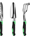 Three Piece Aluminum Garden Tool Set Heavy Duty Trowel Transplant Trowel Cultivator Hand Rake With Soft Rubberized Non Slip Ergonomic Handles