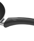 Close-up of Mini 4.6 Inch Nonstick Aluminum Fry Pan handle, ideal for single eggs and tiny servings, with stay-cool grip.