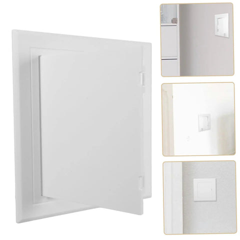 Heavy Duty Abs Access Panel For Drywall Ceilings showing open white panel, ideal for plumbing and HVAC concealment.