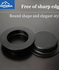 Four Pack Round Sliding Closet Door Handles, 2-1/2 Inch Diameter Black Flush Pocket Pulls, stainless steel, side view