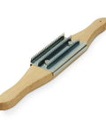 Heavy Duty 15 Inch Wood Shaft Double Handle Buffing Wheel Rake Steel Teeth Scraping tool for removing residue from buffs.