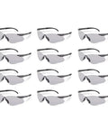 Top Tier Frameless Safety Glasses With Anti Fog Smoke Lenses And Scratch Resistant Coating For Super Comfy All Day Wear Plus Hella Tough Ansi High Impact Eye Protection For Men And Women In Sweet Value Packs Of Twelve, displayed in a pack of twelve.