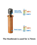 All Metal Bimetal Heat Break Upgrade For 3D Printers Titanium Copper Throat For Fast Heat Transfer Dope Performance Ender 3 V2 Neo Ender 3 Neo CR 6 Max CR 5 Pro And CR10 Series Hotend Component, 1.75mm