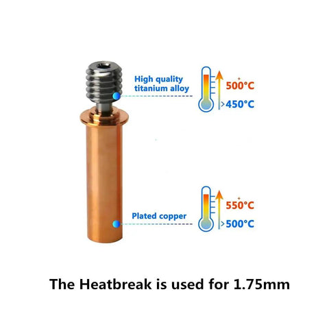 All Metal Bimetal Heat Break Upgrade For 3D Printers Titanium Copper Throat For Fast Heat Transfer Dope Performance Ender 3 V2 Neo Ender 3 Neo CR 6 Max CR 5 Pro And CR10 Series Hotend Component, 1.75mm