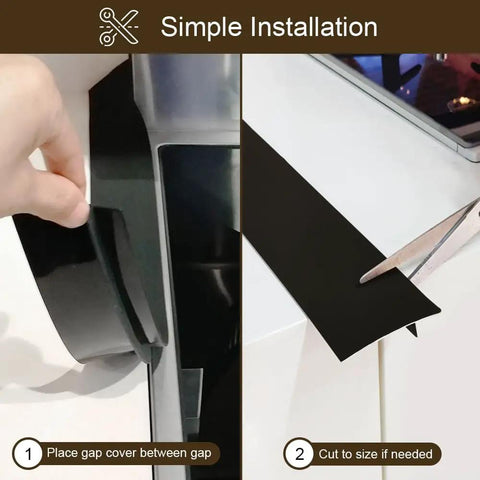 Silicone Kitchen Gap Covers For Stove And Counter Anti Slip Non Tacky Gap Fillers That Seal Spills Between Counter Stovetop Oven And Washer Spillproof 21 Inches Set Of 2 Matte Black
