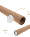 Kraft Paper Mailing Tubes With Caps 6.5 cm inner diameter, 33 cm length, shown open and closed for storage and shipping.