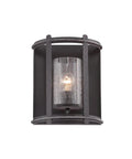 Palencia 1 Light Wall Sconce In Artisan Pardo Wash With Clear Seedy Shade Steel Construction UL Listed Easy Install No Fuss Modern Rustic Vibe For Hallway Living Room Bedroom