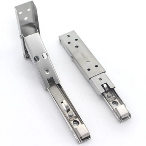 Stainless Steel Foldable Shelf Brackets Wall Mounted 2 Pack Triangle Corner Supports with Spring Loaded Mechanism