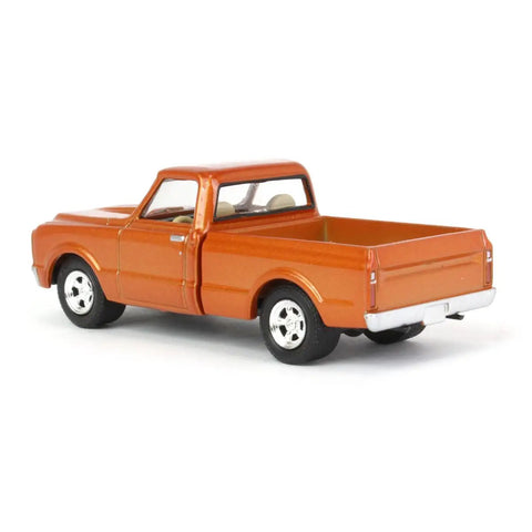 Chevy 1967 CK Pickup Truck Copper Orange Metallic Stacey David's Copperhead One Sixty Four Scale Diecast Model Car rear view