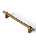 Six Pack 5 Inch Center To Center Knurled Antique Brass Cabinet Bar Handles With Blocky Triangular Mounts Vintage Inspired Retro Pulls