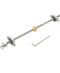 400mm 8mm T8 Lead Screw Kit with copper nut, coupler, hex wrench, and pillow bearing block for precise linear motion on 3D printers.
