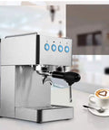 Stainless Steel Bean To Cup Espresso And Cappuccino Maker Italian Manual Brew System Quiet Pump Filter with coffee cup.