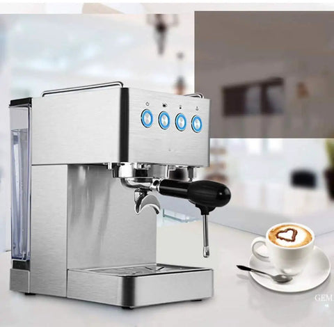 Stainless Steel Bean To Cup Espresso And Cappuccino Maker Italian Manual Brew System Quiet Pump Filter with coffee cup.