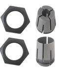 Must Have Dual Size Collet Kit With Half Inch And Quarter Inch Shank Options For DeWalt DW618B3 Drill Router Includes Parts 326286-03 And 326286-04 For MRC23EVSK, showing collets and nuts.